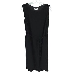 Lattelier Dress Black Tie Waist Minimalist Lagenlook Formal Classic Elegant L